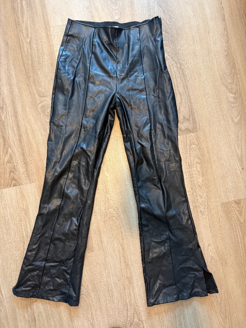 Abercrombie & Fitch black vegan leather flare
